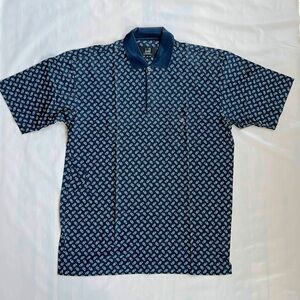 Alfred Dunhill Navy parsley Polo Shirt 100% cotton embroidery Logo pocket men XL